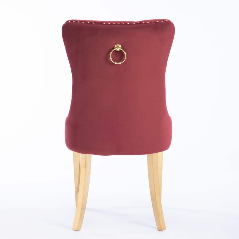GDF Studio-Nikki Modern Wood Velvet Upholstered Dining Chair with Golden Stainless Steel Legs