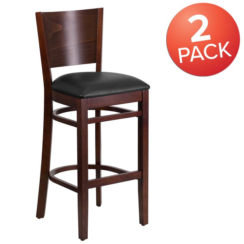 2 Pk. Lacey Series Solid Back Wooden Restaurant Barstool - 16.75"W x 18"D x 43.5"H - 16.75"W x 18"D x 43.5"H