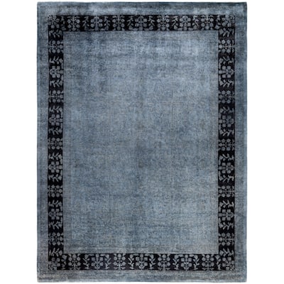 Overdyed One-of-a-Kind Hand-Knotted Area Rug - Gray - 9' 1" x 12' 3"