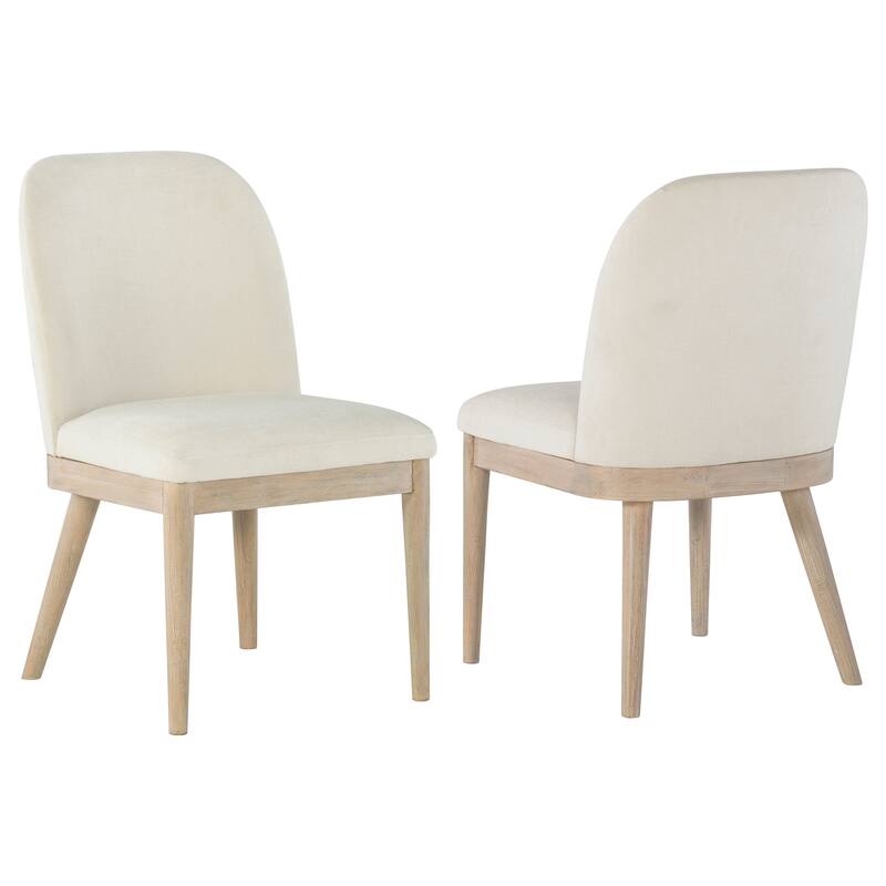 Solano Upholstered Dining Side Chair Beige (Set of 2) - 20.5" x 24" x 35.25" - Beige/Weathered Mango