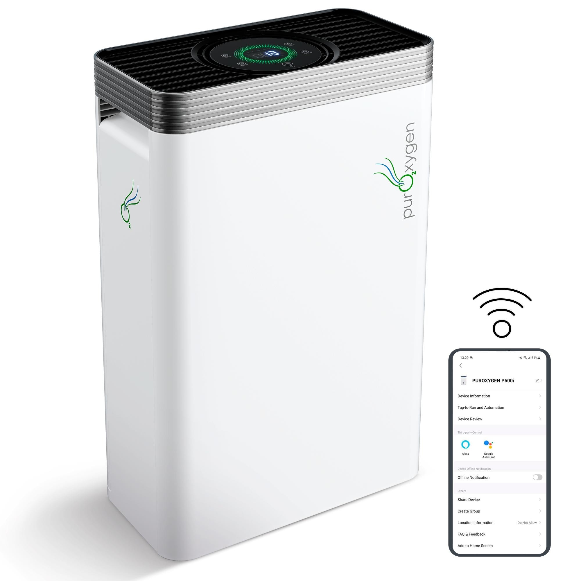 PUROXYGEN Air Purifier for Home, Multi-Stage Portable Air Purifier with True HEPA Filter - White and Black