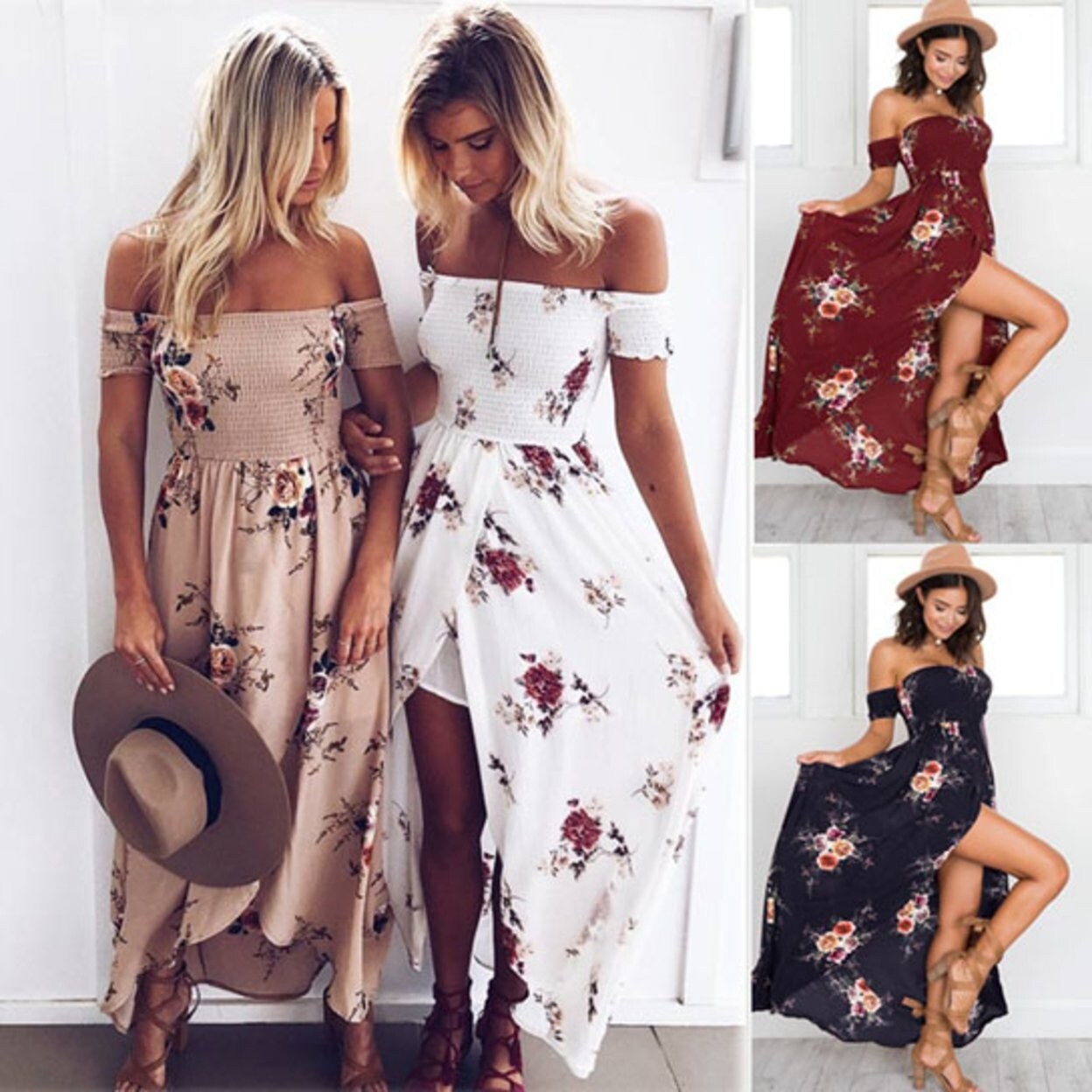floral bandeau maxi dress