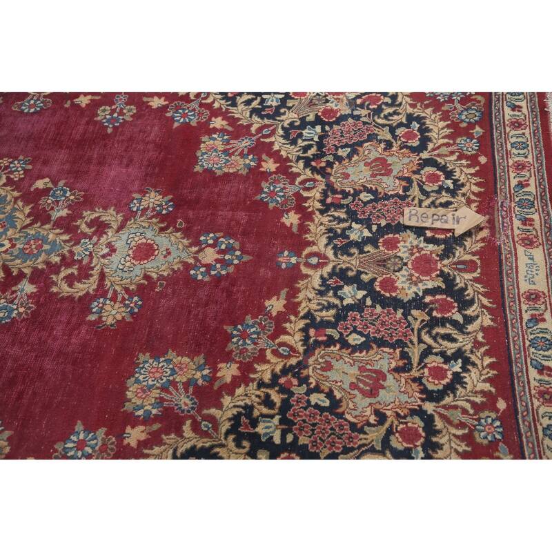 Hand Knotted Oriental 100% Wool Carpet Traditional Floral Pink Kerman Area Rug - 9' 8'' X 6' 8''