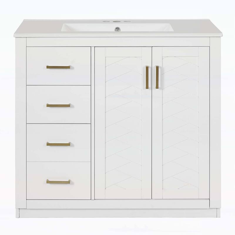 Freestanding Vanity Set with 3 Drawers& Soft Closing Doors