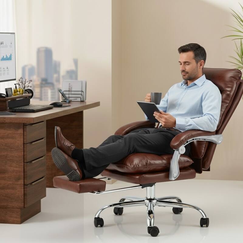 Reclining Executive Office Chair with Footrest