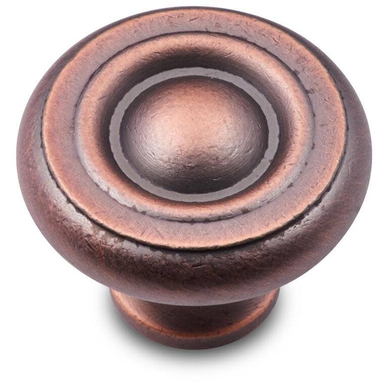 RK International CK 4244 Small Plain 1-1/4" Mushroom Cabinet Knob - Distressed Copper