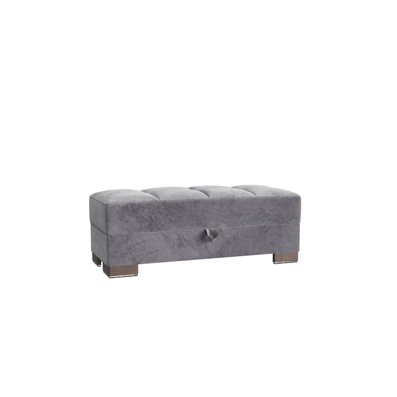 HomeRoots 52" Gray and Brown Microfiber Storage Ottoman