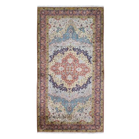 Hand Knotted Ivory Persian with Wool Oriental Rug (4'9" x 9') - 4'9" x 9'