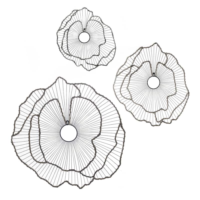 Set of 3 Metal Flowers Wall Decor