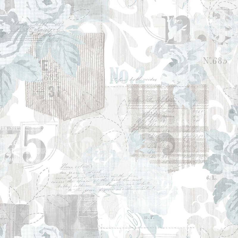 Galerie Wallcoverings Nordic Elements Floral Rose Patchwork Non-woven Matte Wallpaper Roll - 33 feet x 21 inches - Cream