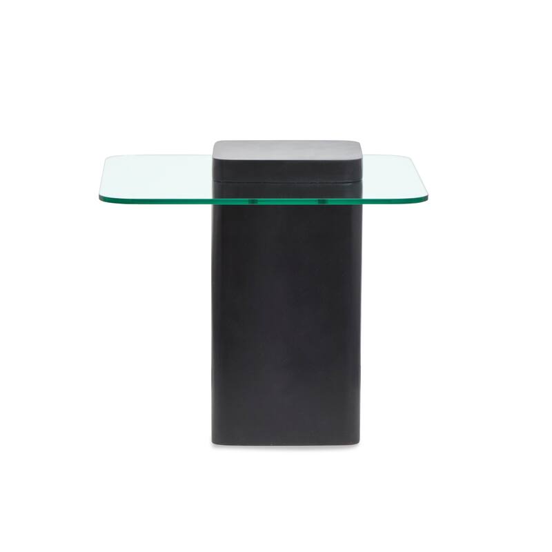 Magnussen Home Donora Clear Glass And Obsidian Square End Table - 21.65''W x 21.65''D x 19.69''H