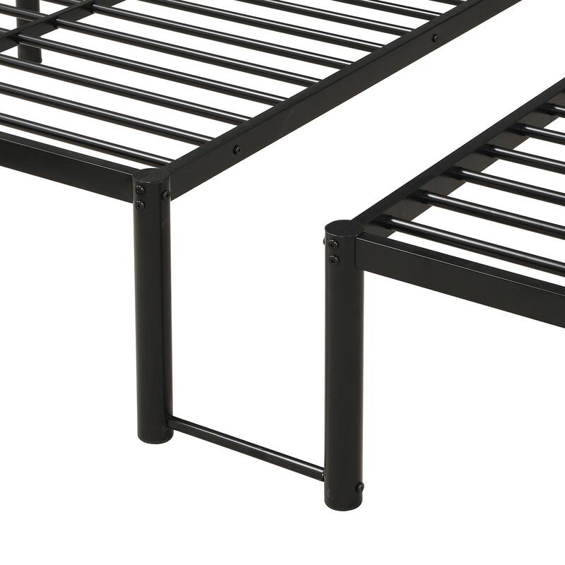 Twin Over Twin Over Twin Bunk Bed, Triple Bunk Bed w/Vertical Ladder, Metal Frame Bunk Bed w/Safety Rail, for School, Bedroom