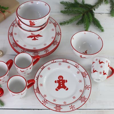 Euro Ceramica Winterfest Stoneware 16 Piece Dinnerware Set (Service for 4)