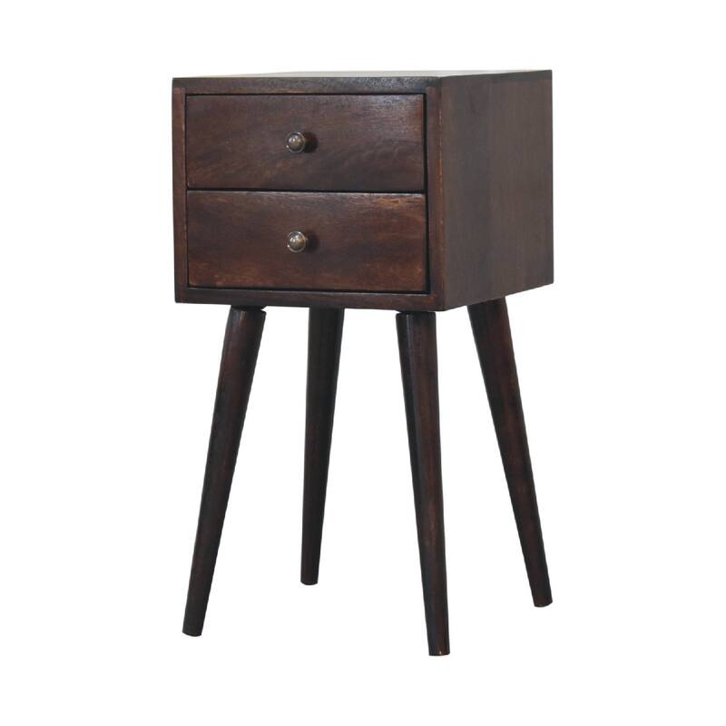 HomeRoots 22" Walnut Solid Wood Square Two Drawer Nightstand