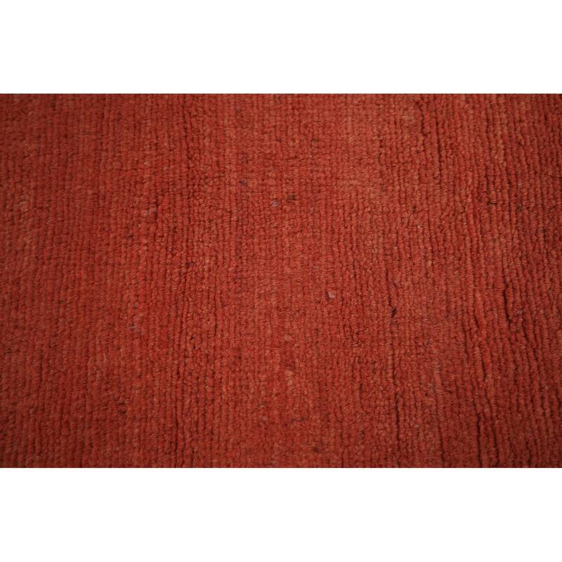 Gabbeh Modern Area Rug Hand-Knotted Orange Wool Carpet - 5'5" x 8'0"