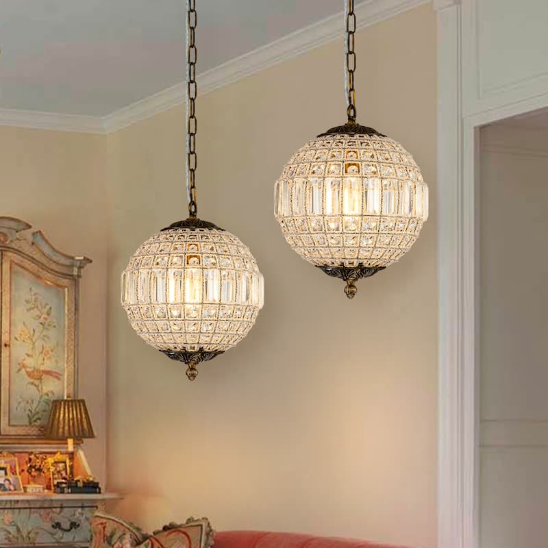 1/3/5-Light Retro French Crystal Globe Chandelier