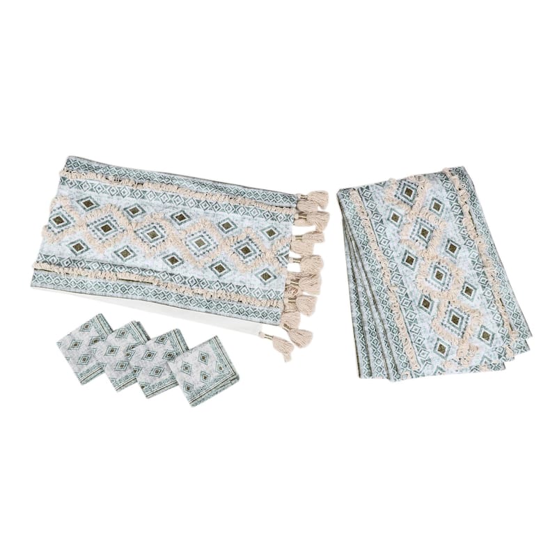 Novica Handmade Sea Diamonds Cotton Table Linen Set (Set For 4)