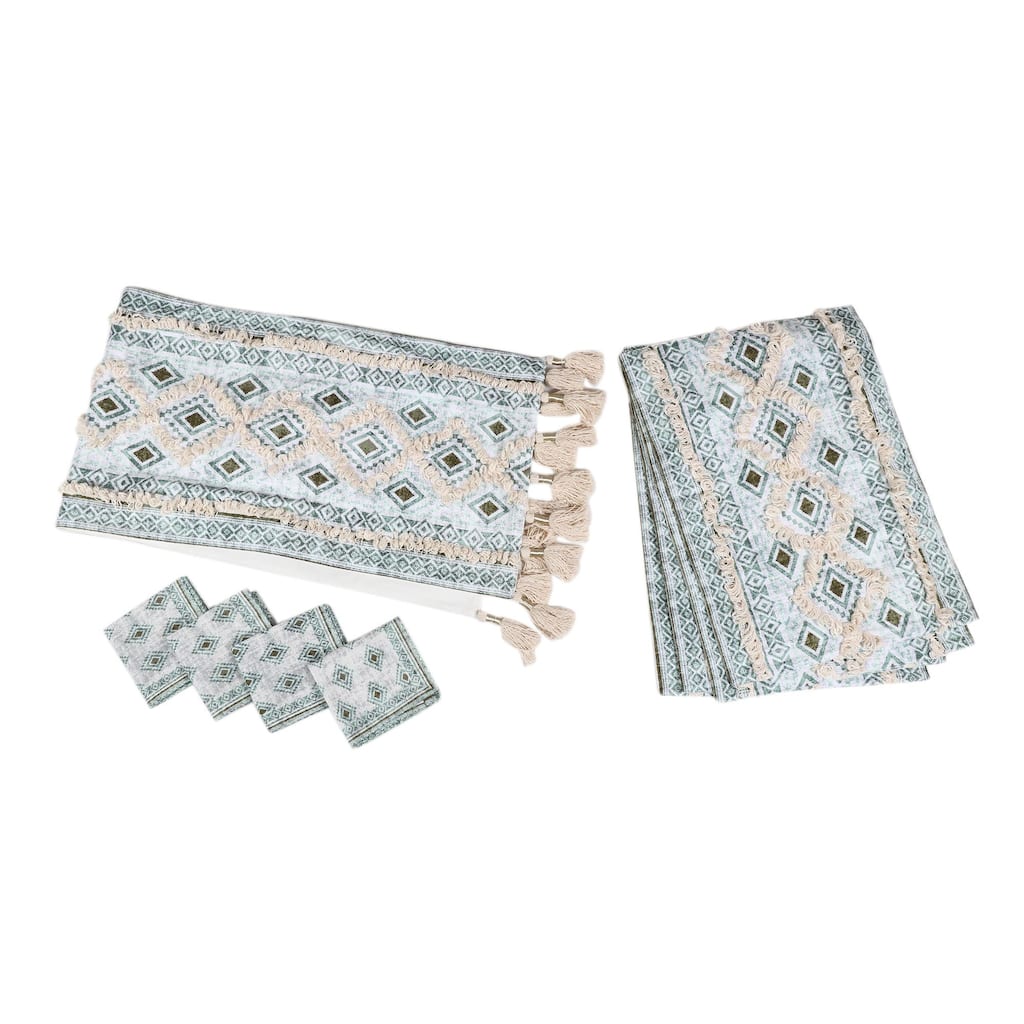 Novica Handmade Sea Diamonds Cotton Table Linen Set (Set For 4)