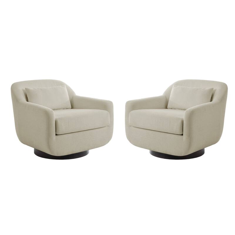 Chenille 360-Degree Swivel Chairs With Lumbar Pillow (Set of 2)