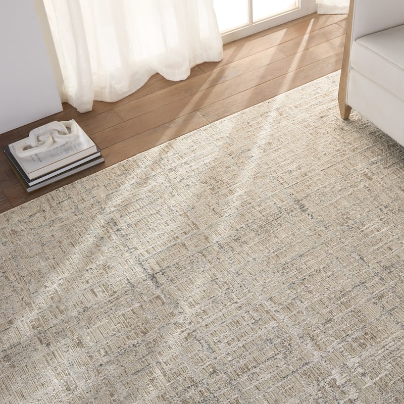 Sovis Abstract Light Gray/ Ivory Area Rug