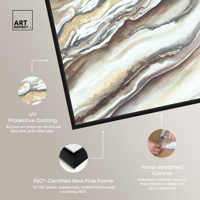 Art Remedy Neutral Lines I Framed Boho Abstract 1 Piece Canvas Wall Art