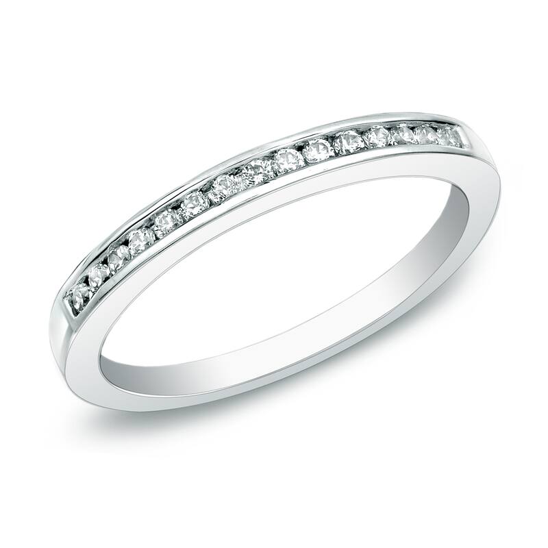 Auriya 14k Gold 1/6ctw Channel Set Diamond Wedding Band - 6 - White
