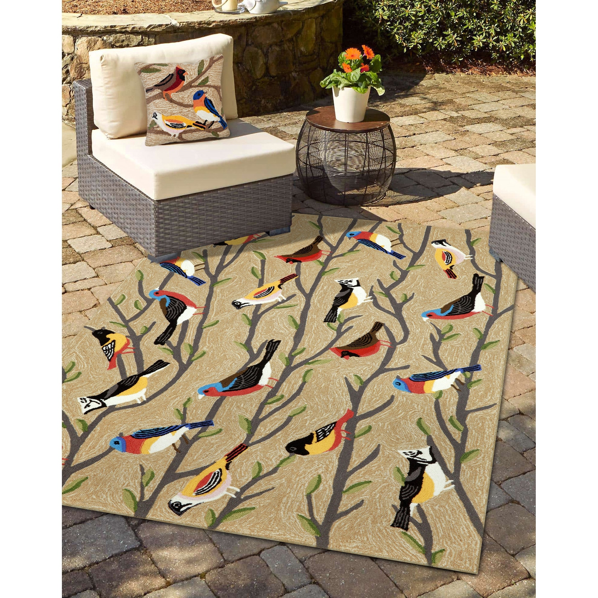 Lush Decor Frontporch Birds Indoor/Outdoor Pillow
