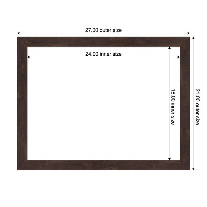 Amanti Art Fresco Dark Walnut Framed Dry Erase Magnetic Board - 27 x 21 in - Fresco Dark Walnut