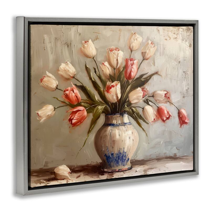 Stupell Quiet Spring Tulips Framed Floater Canvas Wall Art Design By Arlington Prints