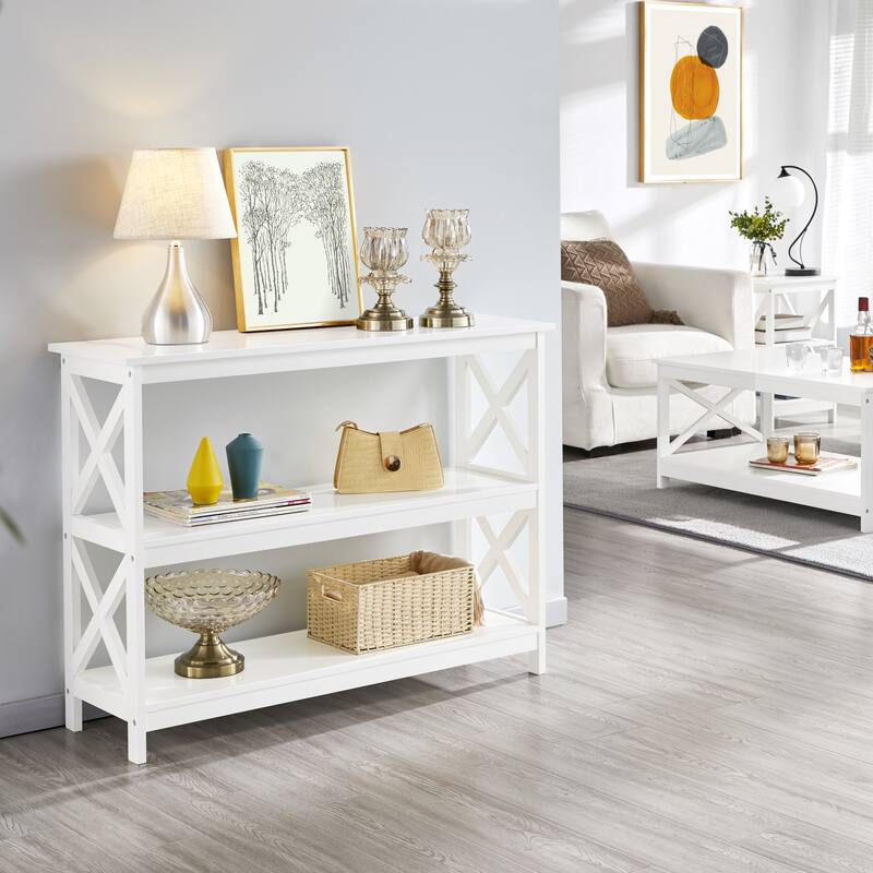Yaheetech X-Design 3 Tiers Wooden Entryway Console Table