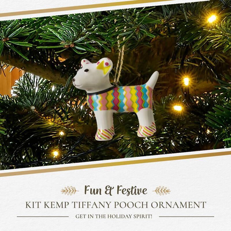 Spode Kit Kemp Christmas Tiffany Pooch Patchwork Ornament - 3" H