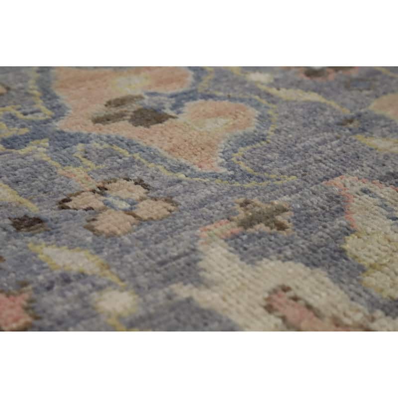 Hand Knotted Oriental 100% Wool Carpet Transitional All-Over Navy Blue & Blues Oushak Area Rug - 10' 3'' X 8' 0''