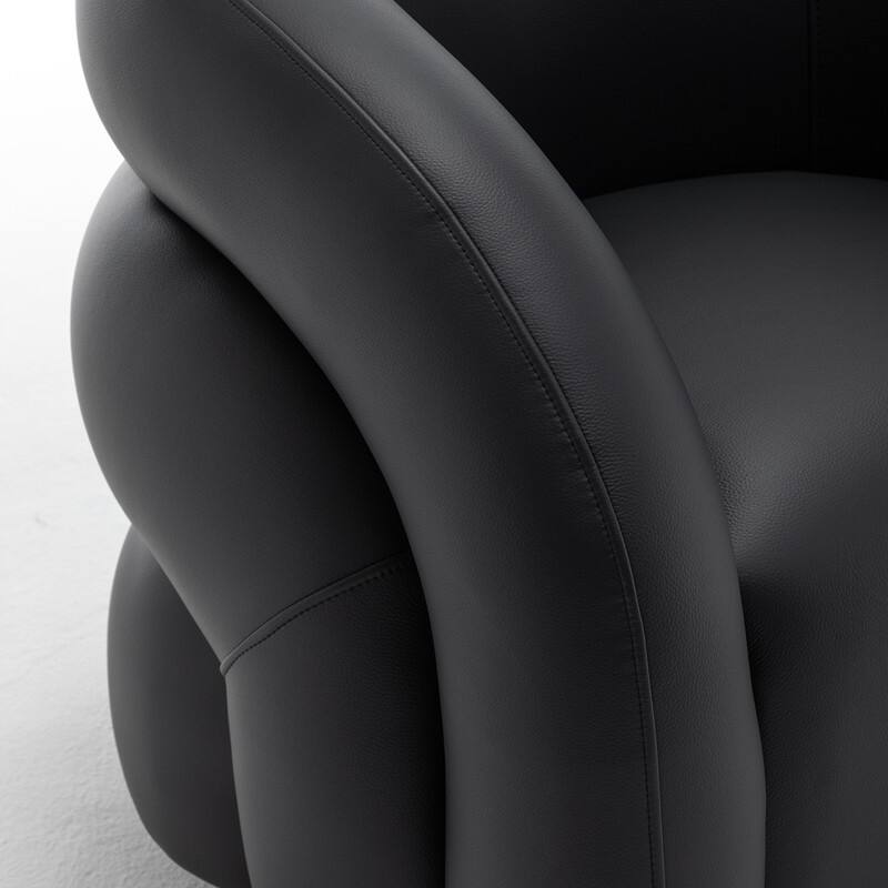 SEYNAR Modern Glam PU Leather 360 Degree Swivel Accent Armchair with Metal Base