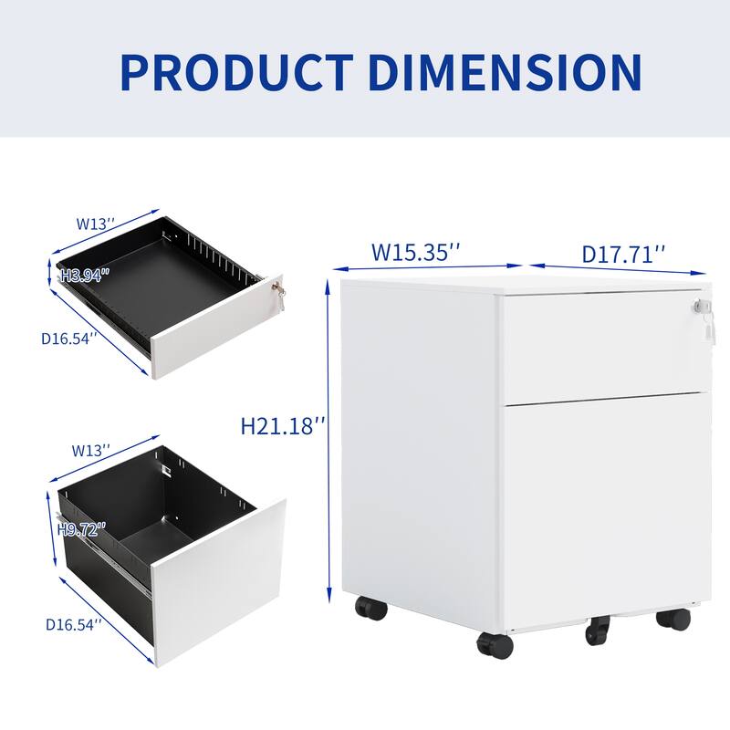 Steel Mobile File Cabinet With 2 Drawers Lock Steel File Cabinet For Home Office Legal Letter A4 F4 Size