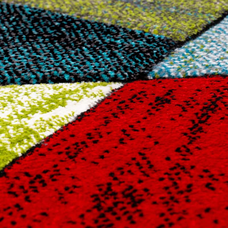 Colorful Area Rug With Modern Geometric Shapes in Multicolor