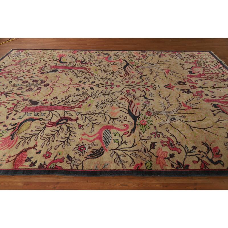 Hand Knotted Oriental 100% Wool Carpet Traditional All-Over Brown Ziegler Area Rug - 12' 2'' X 8' 8''