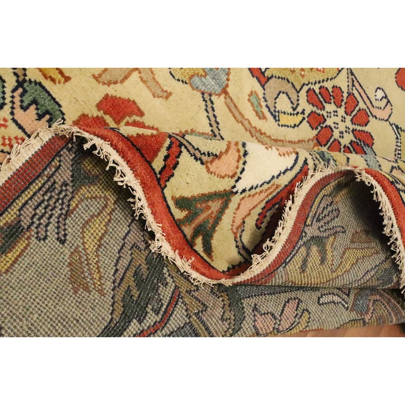 Hand Knotted Oriental 100% Wool Carpet Traditional All-Over Yellow & Gold Ziegler Area Rug - 9' 11'' X 8' 0''
