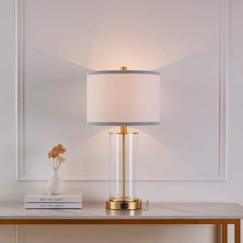KAWOTI 23.25" Touch Control Table Lamp Set with USB Port and Bulbs