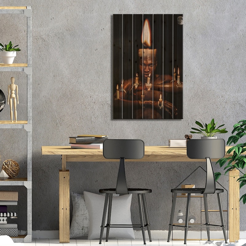 Imole Print On Wood by Harry Odunze - Multi-Color