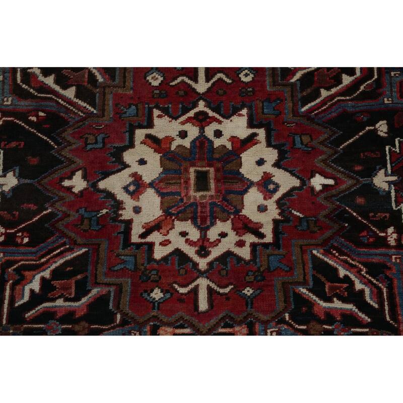 Hand Knotted Oriental 100% Wool Carpet Traditional Medallion Red Heriz Area Rug - 10' 6'' X 6' 11''