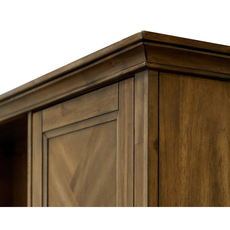 Traditional Wood Hutch With Doors, Storage Hutch, Office Storage, Fully Assembled, Brown