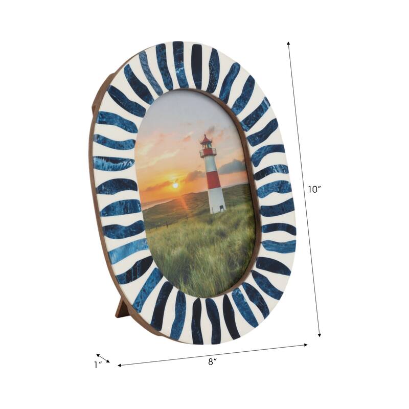 Resin Oval Picture Frames Bold Striped Design for Wall Decor Accent