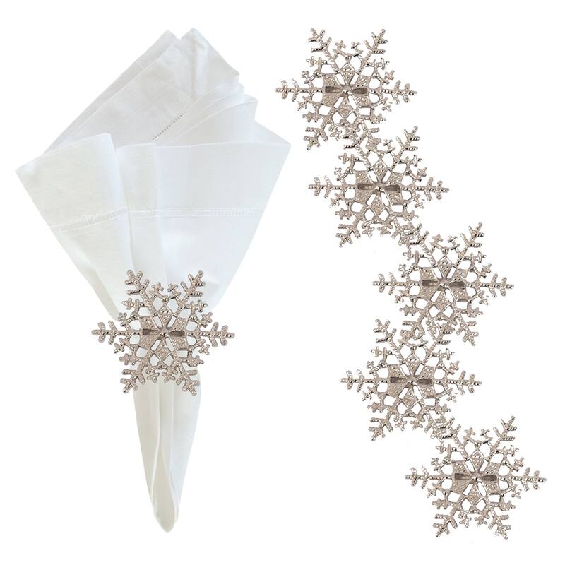 Silver Snowflake Napkin Ring Set of 6