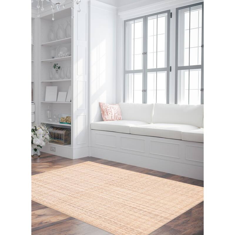 ECARPETGALLERY Hand Loomed Loreto Beige, Grey Wool Rug - 5'7 x 7'10