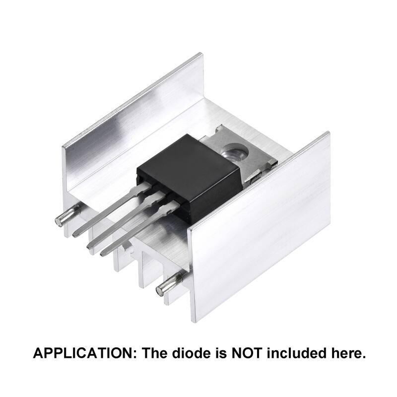 25x23x16mm TO-220 Aluminum Heatsink for Transistor with 2 Pin 10pcs - Silver Tone