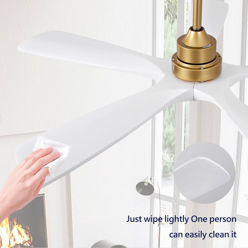 52 Inch Indoor Ceiling Fans With Lights and Remote Control, Dimmable LED, 5 Solid Wood Blades,Reversible DC Motor
