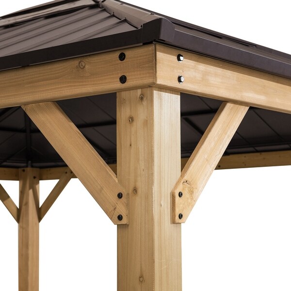 新発売 Steel Brown Cedar-framed Sunjoy Gazebo Hip-roof PC w/ 絵画/タペストリー