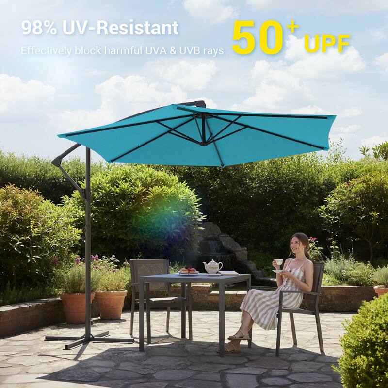 BONOSUKI 10ft Patio Offset Umbrella Outdoor Hanging Umbrella
