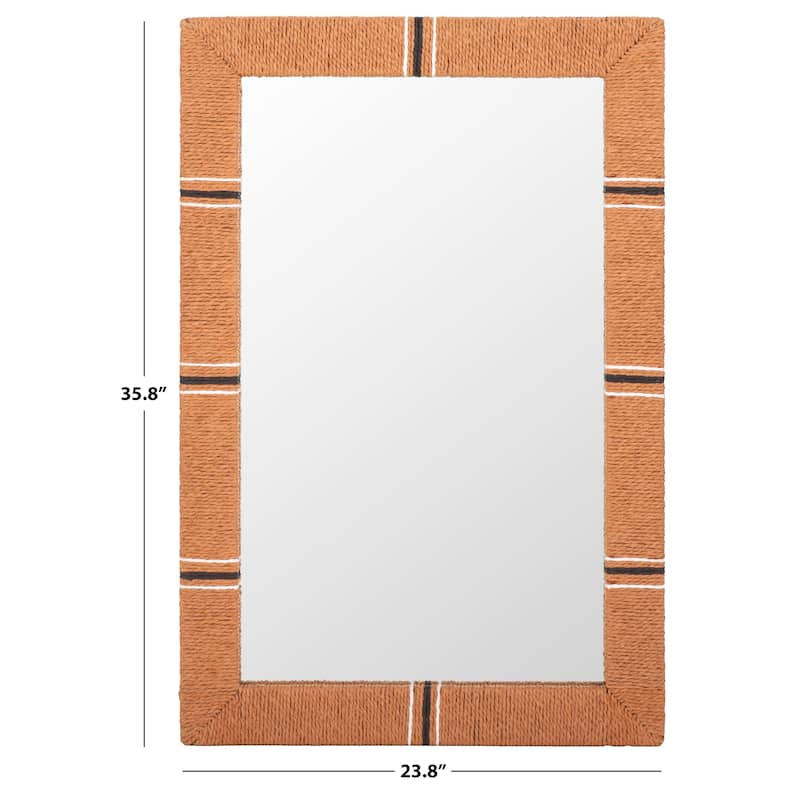 SAFAVIEH Home Sarla 24 x 36-inch Vertical Rectangle Natural/Black Mirror - Natural - 23.8"W x 1.4"D x 35.8"H