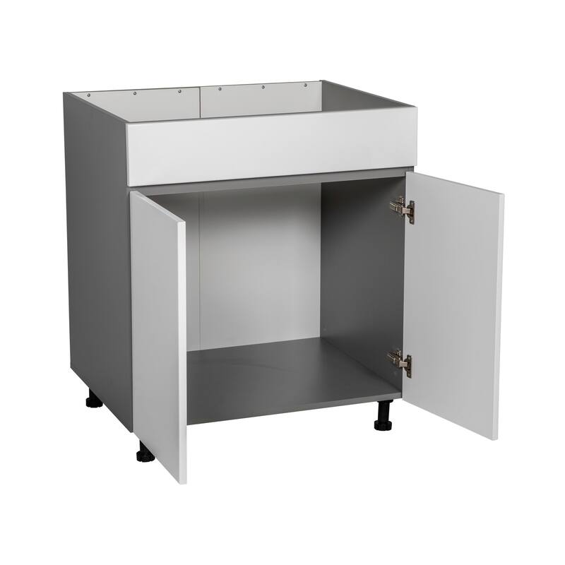 33" Sink Base Cabinets-High Double Door-Grey - 33 x 34 1/2 x 23 3/8